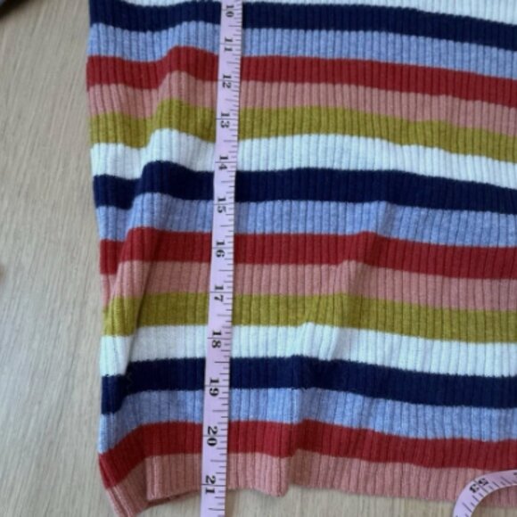 Madewell Merino Wool Blend Striped Ribbed Mock Turtleneck Sweater Small Long - Picture 2 of 5